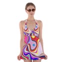 Colourful Abstract Background Design Halter Swimsuit Dress View1