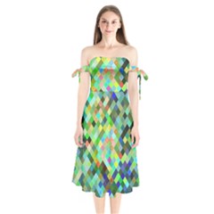 Pixel Pattern A Completely Seamless Background Design Shoulder Tie Bardot Midi Dress by Nexatart