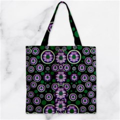 Fantasy Flower Forest  In Peacock Jungle Wood Zipper Grocery Tote Bag by pepitasart