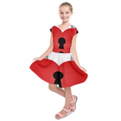 Heart Padlock Red Love Kids  Short Sleeve Dress by Mariart