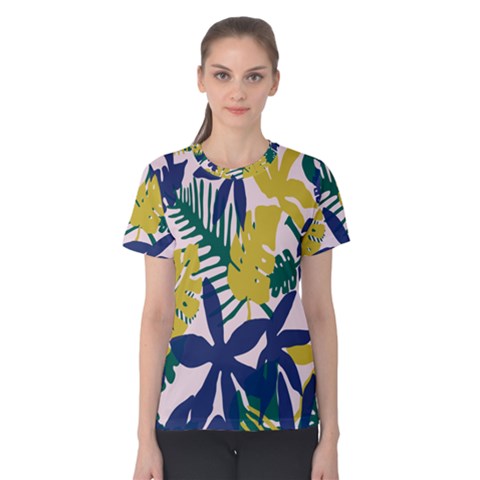 Tropics Leaf Yellow Green Blue Women s Cotton Teecotton Tee by Mariart