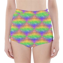 Painted Rainbow Pattern High-waisted Bikini Bottoms by Brini