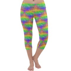 Painted Rainbow Pattern Capri Yoga Leggings by Brini