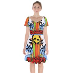 Tropical Summer Short Sleeve Bardot Dress by Valentinaart