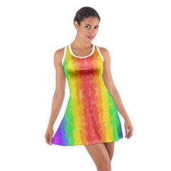 Striped Painted Rainbow Cotton Racerback Dress by Brini