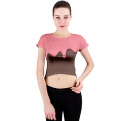 Ice Cream Pink Choholate Plaid Chevron Crew Neck Crop Top by Mariart