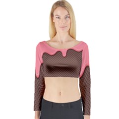 Ice Cream Pink Choholate Plaid Chevron Long Sleeve Crop Top by Mariart