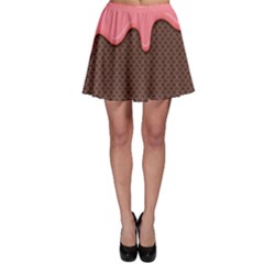 Ice Cream Pink Choholate Plaid Chevron Skater Skirt by Mariart