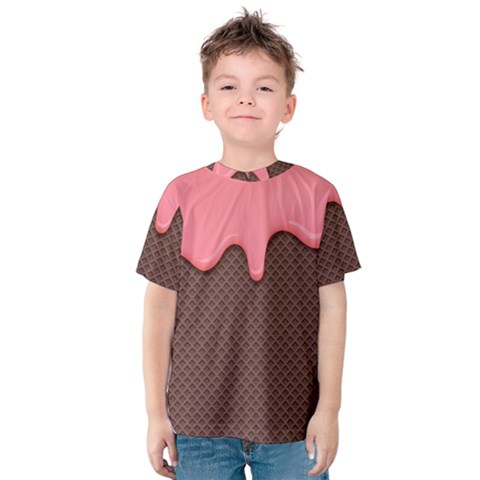 Ice Cream Pink Choholate Plaid Chevron Kids  Cotton Tee by Mariart