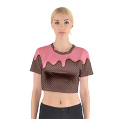 Ice Cream Pink Choholate Plaid Chevron Cotton Crop Top by Mariart