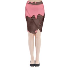 Ice Cream Pink Choholate Plaid Chevron Midi Wrap Pencil Skirt by Mariart