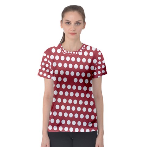 Pink White Polka Dots Women s Sport Mesh Tee by Mariart