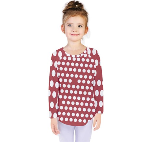 Pink White Polka Dots Kids  Long Sleeve Tee by Mariart