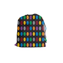 Polka Dots Rainbow Circle Drawstring Pouches (medium)  by Mariart