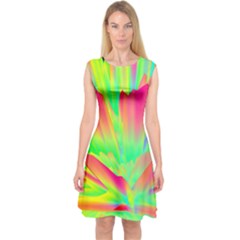 Screen Random Images Shadow Green Yellow Rainbow Light Capsleeve Midi Dress by Mariart