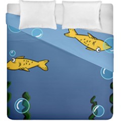 Water Bubbles Fish Seaworld Blue Duvet Cover Double Side (king Size) by Mariart