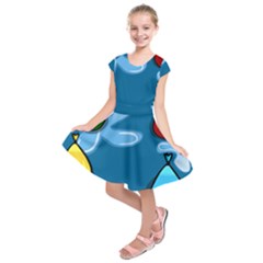 Water Balloon Blue Red Green Yellow Spot Kids  Short Sleeve Dress by Mariart