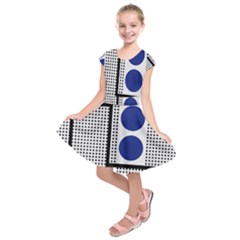 Watermark Circle Polka Dots Black Red Yellow Plaid Kids  Short Sleeve Dress by Mariart