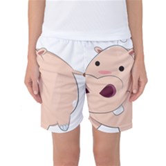 Happy Cartoon Baby Hippo Women s Basketball Shorts by Catifornia