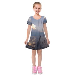 Sailing Into The Storm Kids  Short Sleeve Velvet Dress by oddzodd