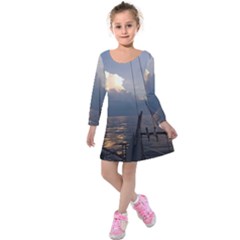 Sailing Into The Storm Kids  Long Sleeve Velvet Dress by oddzodd