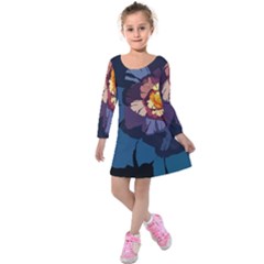 Flower Kids  Long Sleeve Velvet Dress by oddzodd