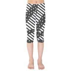 Ambiguous Stripes Line Polka Dots Black Kids  Capri Leggings  by Mariart