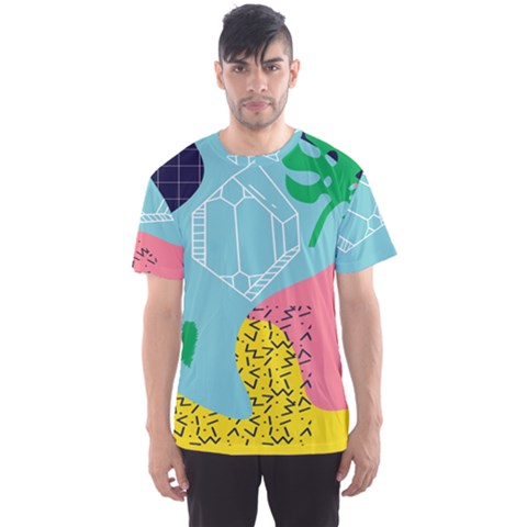 Behance Feelings Beauty Waves Blue Yellow Pink Green Leaf Men s Sports Mesh Tee by Mariart