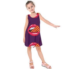 Lip Vector Hipster Example Image Star Sexy Purple Red Kids  Sleeveless Dress by Mariart