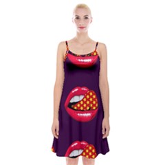 Lip Vector Hipster Example Image Star Sexy Purple Red Spaghetti Strap Velvet Dress by Mariart