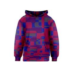 Offset Puzzle Rounded Graphic Squares In A Red And Blue Colour Set Kids  Pullover Hoodie by Mariart