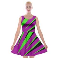 Rays Light Chevron Purple Green Black Velvet Skater Dress by Mariart