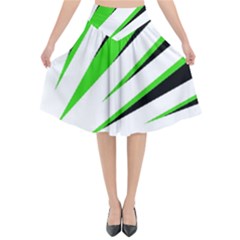 Rays Light Chevron White Green Black Flared Midi Skirt by Mariart