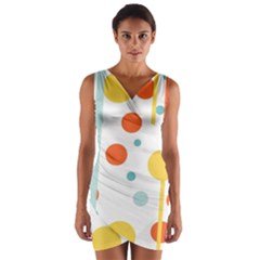 Stripes Dots Line Circle Vertical Yellow Red Blue Polka Wrap Front Bodycon Dress by Mariart