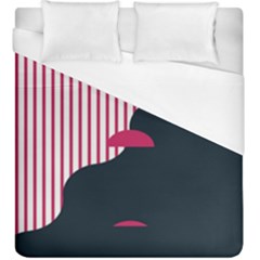 Waves Line Polka Dots Vertical Black Pink Duvet Cover (king Size) by Mariart