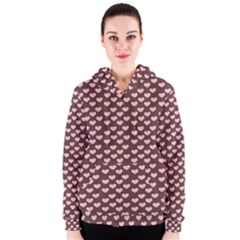 Chocolate Pink Hearts Gift Wrap Women s Zipper Hoodie by Mariart