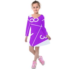 Number Purple Kids  Long Sleeve Velvet Dress by Mariart