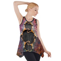 The Eye Of Julia, A Rainbow Fractal Paint Swirl Side Drop Tank Tunic by jayaprime