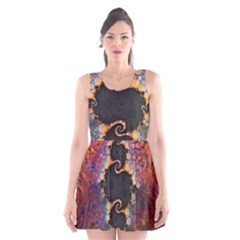 The Eye Of Julia, A Rainbow Fractal Paint Swirl Scoop Neck Skater Dress by jayaprime