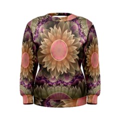 Pastel Pearl Lotus Garden Of Fractal Dahlia Flowers Women s Sweatshirt by jayaprime