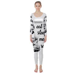 Eat, Sleep, Meditate, Repeat  Long Sleeve Catsuit by Valentinaart