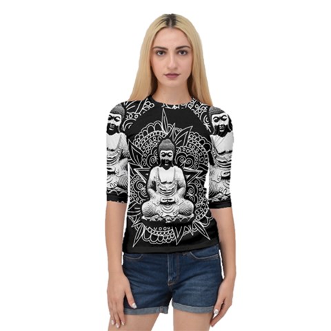 Ornate Buddha Quarter Sleeve Tee by Valentinaart