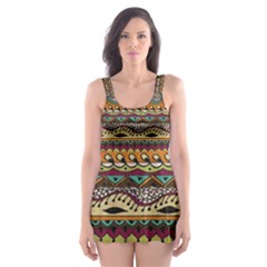 Aztec Pattern Skater Dress Swimsuit by BangZart