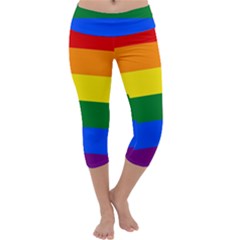 Pride Rainbow Flag Capri Yoga Leggings by Valentinaart