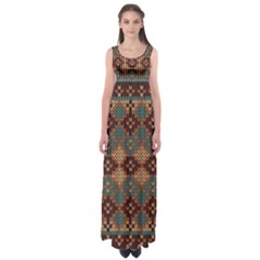 Knitted Pattern Empire Waist Maxi Dress by BangZart