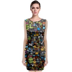 Many Funny Animals Sleeveless Velvet Midi Dress by BangZart