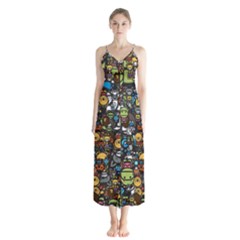 Many Funny Animals Button Up Chiffon Maxi Dress by BangZart