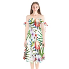 Mingo Shoulder Tie Bardot Midi Dress by LimeGreenFlamingo