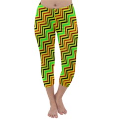 Green Red Brown Zig Zag Background Capri Winter Leggings  by BangZart