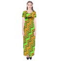 Green Red Brown Zig Zag Background Short Sleeve Maxi Dress View1